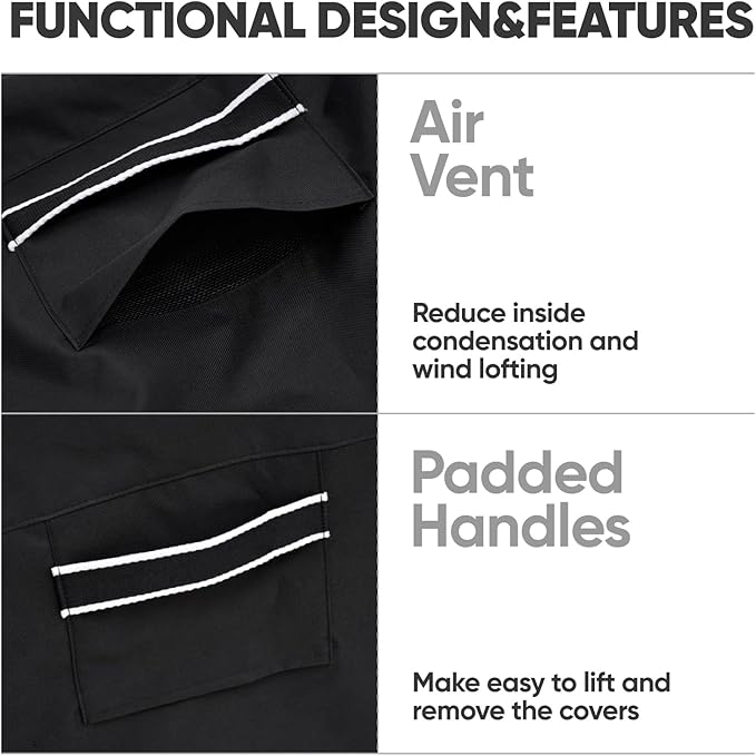 loriano Patio Furniture Covers, 4 Piece Outdoor Furniture Cover Waterproof, Patio Furniture Cover Set, Lawn Patio Set Covers Black