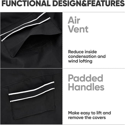 loriano Patio Furniture Covers, 4 Piece Outdoor Furniture Cover Waterproof, Patio Furniture Cover Set, Lawn Patio Set Covers Black