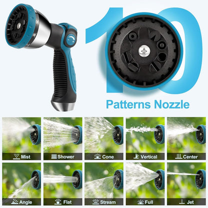 Retractable Garden Hose Reel - 5/8 inch x 80 ft Wall Mounted Hose Reel with 10 Pattern Nozzle & Any Length Lock, Heavy Duty Water Hose Supports Automatic Rewind & 180° Swivel, Black