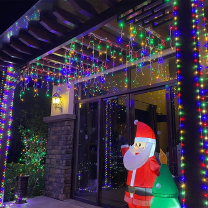 QITONG 2 Pack Multicolor Solar Christmas Lights, Each 66ft 200 LED Solar Fairy Lights Outdoor Waterproof, 8 Modes Silver Wire Solar Mini Twinkle Lights