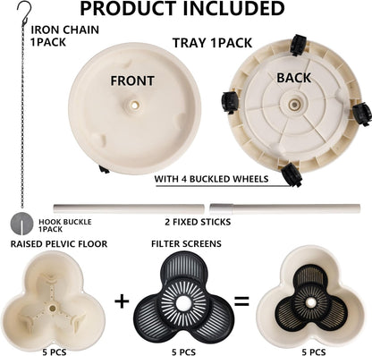 Hourleey Strawberry Planter, 5 Tier Stackable Gaden Tower for Flowers, Vegetables, Grow Your Own Herb Garden Vertical Oasis of Vegetables and Succulents