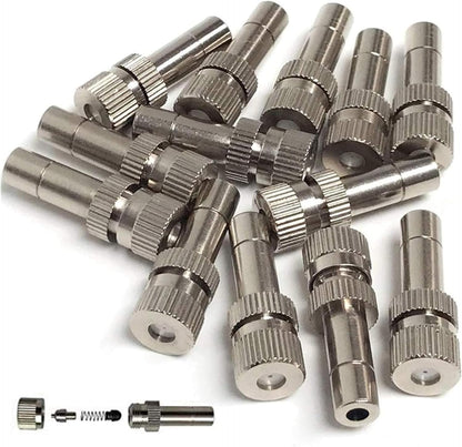 20pcs Brass Mister Nozzles, 6mm Misting Nozzles for Outdoor Cooling System, Landscaping, Air Humidification, Greenhouse Irrigation (without Filter, 0.024"/0.6mm Orifice)