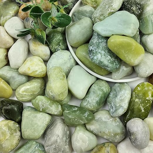 10LB Succulent Jade Pebbles for Landscaping, 1.2-2 Inch Natural Polished Stones, River Rocks for Vase, Flowerpot, Indoor and Garden Decoration