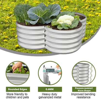 4x4ft Petal Galvanized Raised Garden Bed Kits 16" Tall Outdoor Large Metal Modular Planter Box 9-in-1 Raised Beds for Gardening,Vegetables,Fruits,Flowers & Herbs (Silver)