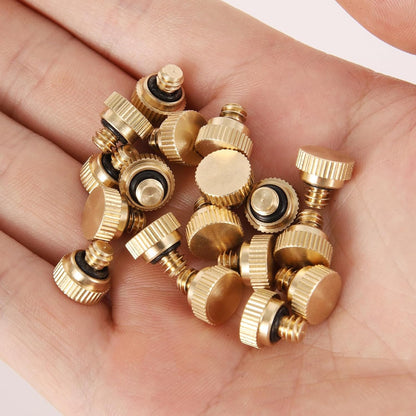 Brass Misting Nozzle Plug 12pc Heavy Duty 10/24 Screw Thread Misting Nozzle Plug for Raised Garden Bed Backyard Outdoor Cooling System