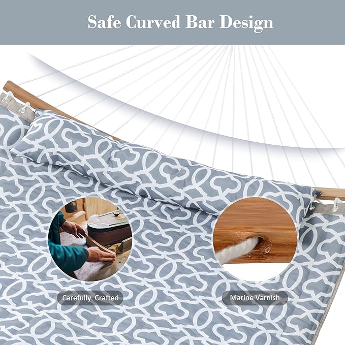 SUNCREAT Tree Hammocks for Outside, Portable Hammocks with Carrying Bag, Gray Pattern