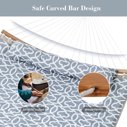 SUNCREAT Tree Hammocks for Outside, Portable Hammocks with Carrying Bag, Gray Pattern