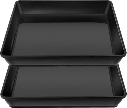 Square Plant Saucer 20 22 Inch 2 Pack, Extra Large Plant Saucers, Deep Plant Trays for Pots, Heavy Plastic Water Tray Tor Plants, Planters for Indoors and Outdoors Plants (20 inch Black)