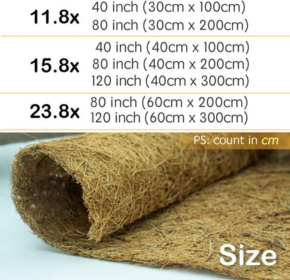 Coco Coir Liner, Yarrdfir 16x80 inch Natural Coconut Liners for planters Flower Basket, Natural Coconut Fiber mat, Garden Decoration, Animal pet pad, Reptile Carpet