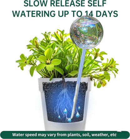 13 oz Up 2 Weeks Extra Large Watering Globes, Light Iridescent Plant Watering Globes, Water Globes for Indoor Plants, Watering Globe, 2 Pack