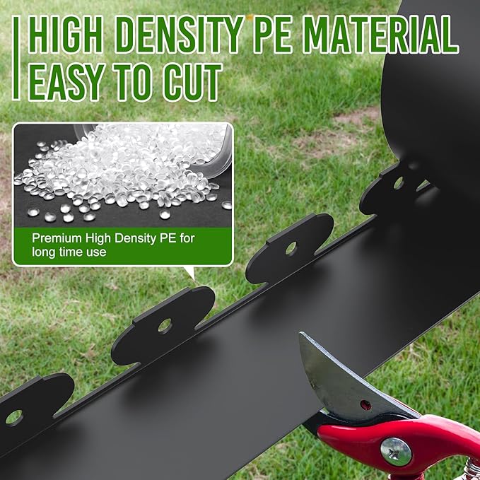 4 Inch Tall 33FT Landscape Edging with 45Pcs Metal Spikes, Plastic Garden Edging Border Landscape Edging Lawn Edging for Landscaping, Flower Bed, Paver, Yard
