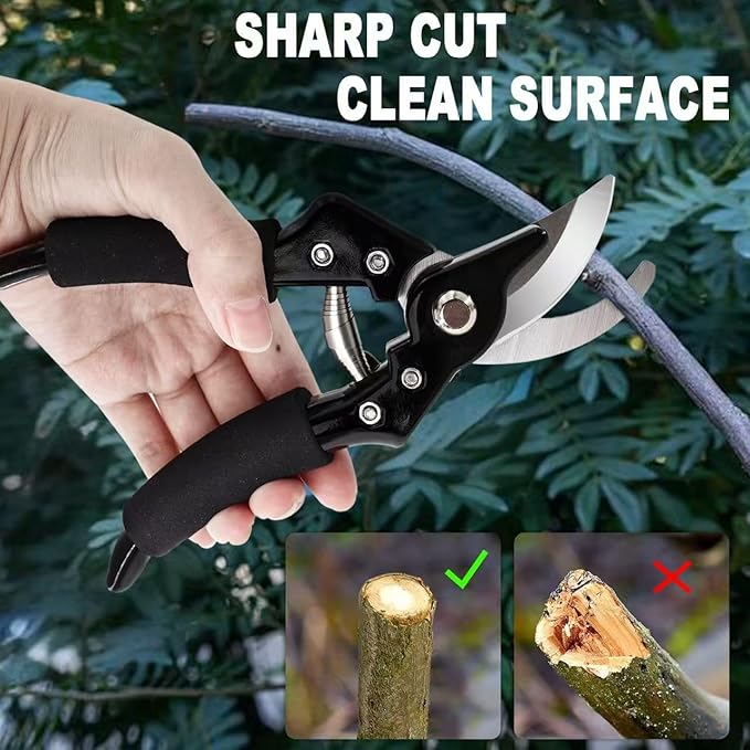 Bypass Pruning Shears Garden Clippers, Gardening Scissors with Sharp, Rust Resistant Steel Blade