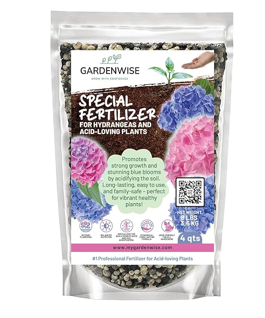 Slow Release Hydrangea Fertilizer with Iron & Sulfur – Indoor & Outdoor Soil Acidifier for Miracle Growth (4 qt)