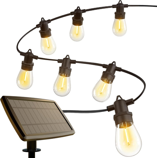 KYY 102FT(96+6) Solar String Lights Outdoor with USB Port Remote Control, LED Waterproof Solar Powered Patio with 32 Sockets, Heavy-Duty and UL Listed Porch Market Lights