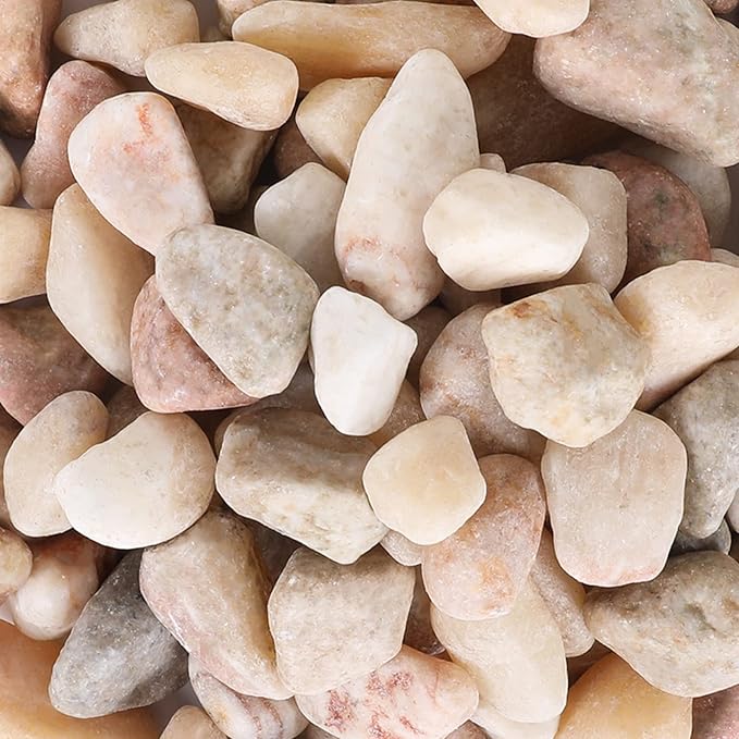 5lbs Natural River Rocks, Polished Pebbles for Plants Garden, 1-2 inch Decorative Peach Stones, Ideal for Fish Tank, Vases, Crafting, Home Decor and Garden Landscaping Rocks,Peach