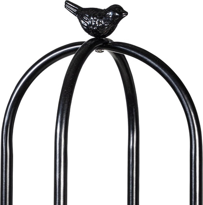 Evergreen Garden Metal Garden Obelisk Trellis for Climbing Plants Outdoor | Indoor Plant Trellis for Potted Plants | Floral Pattern Arch Trellis (7 Feet, Black)