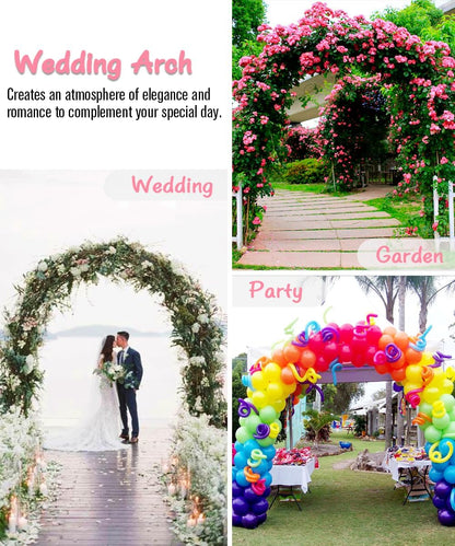 Queension Metal Arch Backdrop Stand 7Ft Wide 7.7Ft High, Wedding Arch Frame for Wedding Decorations, Balloon Arch Stand with Base for Ceremony, Outdoor Garden Arch Trellis for Climbing Plants, Black