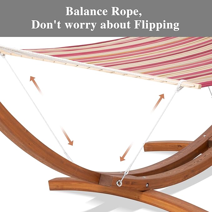 SUNCREAT Freestanding 2 Person Hammock with Stand, Stand Alone Hammocks for Outside, 475 lbs Capacity, Red