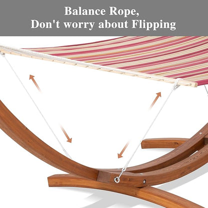 SUNCREAT Freestanding 2 Person Hammock with Stand, Stand Alone Hammocks for Outside, 475 lbs Capacity, Red