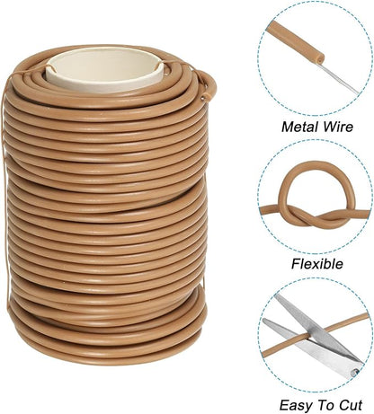 PATIKIL 65ft/20M 3mm Soft Twist Ties, Garden Plant Ties Reusable for Gardening Climbing Vines Office Home Cable Organizing, Dark Brown