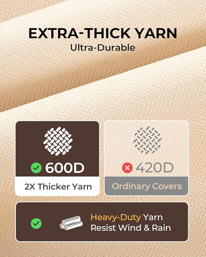 loriano Patio Furniture Cover Set, 4 Piece Outdoor Furniture Cover Waterproof, 600D Heavy Duty Lawn Patio Set Covers (Large)