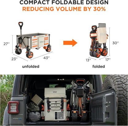 Litheli Electric Wagon Cart with Battery Power, All-Terrain Wheels & Variable Speed | 200L Capacity, 300 lbs Heavy-Duty Utility Wagon for Camping Gear, Beach Trips, Garden Tools & Shopping Hauls