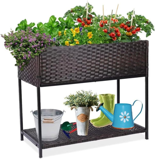 WONDER GARDEN Raised Garden Bed-Planter Box - Elevated Raised Garden Beds Outdoor with Legs & Storage Shelf for Vegetables Flower Herb Backyard Patio