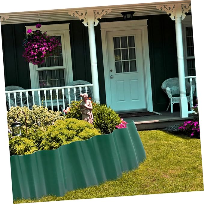 2 Rolls Reusable Plastic Lawn Border Fence Flexible Landscape Edging Kit for Garden Beds and Balconies Decorative Plant Fence Easy DIY Green Garden Trim