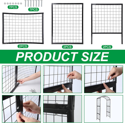 1 PC Metal Garden Arch Garden Trellis for Climbing Plants, Vines, Roses, Outdoor Pergola Trellis with Stake, Wide Garden Archway Arbor Trellis for Lawn Wedding Bridal Party Decor Ceremony