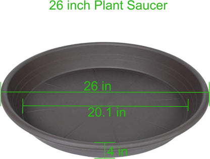 2 Pack of 26 inch Plant Saucer, Large Plant Tray, Heavy Sturdy Plant Drainage Tray for Indoors, Bird Bath Bowls, Sturdy Plastic Pot Tray for Planter 23 24 25"(Brown)