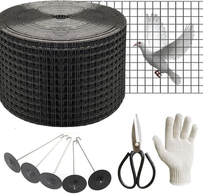 Lianart 6In x 100Ft Solar Panel Bird Guard, Solar Screen, Exclusion Mesh Roll Fence Kit | Black PVC Coated, ½ Inch Wire, Critter Guards for Solar Panels, Pigeon Netting, Roof Protection Net
