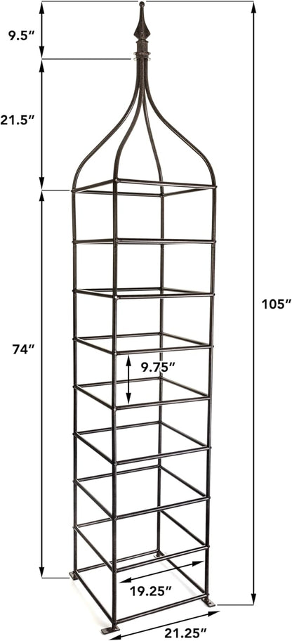 H Potter Trellis Obelisk Tall Metal Garden Decor Vertical Yard Art for Climbing Plants Roses Weather Resistant Wrought Iron Ornamental Extra Large