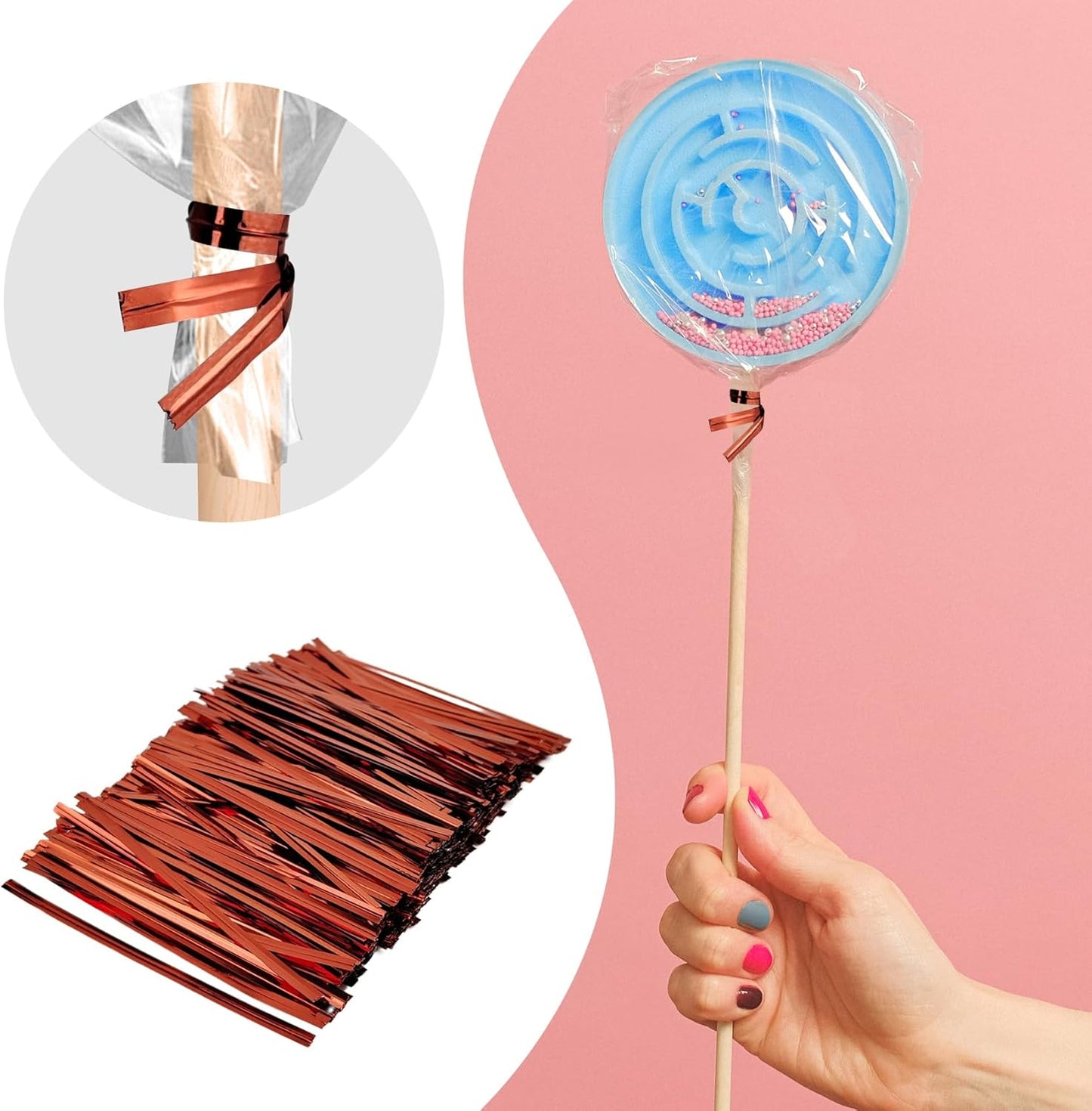 400 Pcs Metal Twist Ties 4 Inches Twist Straps for Bread Bags Candy Bags Snack Bags Halloween Party Cake Favor (Blue)