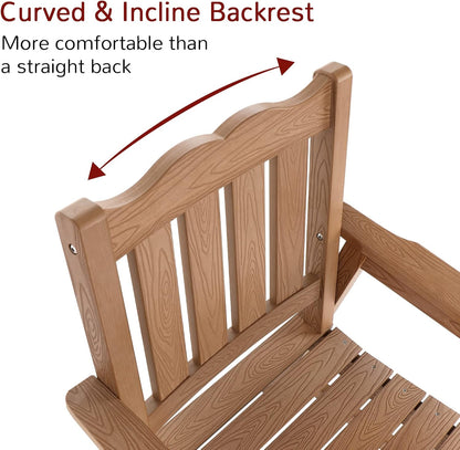 Stoog All-Weather Patio Chairs Set of 2, Oversized Garden Chair with 400 lbs Weight Capacity, Easy to Assemble, Outdoor Chair for Patio, Backyard Deck, Fire Pit & Lawn Porch, Teak