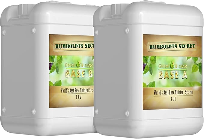 Humboldts Secret Base A & B Liquid Hydroponic Fertilizer | Complete Hydroponic Nutrients for Indoor and Outdoor Plants | Supports Healthy Vegetative Growth and Flowering Stage | 5 Gallon