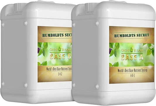 Humboldts Secret Base A & B Liquid Hydroponic Fertilizer | Complete Hydroponic Nutrients for Indoor and Outdoor Plants | Supports Healthy Vegetative Growth and Flowering Stage | 5 Gallon