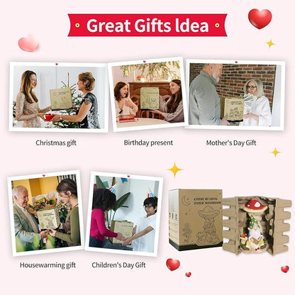 Solar Garden Outdoor Statues Gnome Reading Under Mushroom with 5 LED Solar Figurine for Lawn,Patio,Balcony,Yard Decor Unique Housewarming Gift for Grandfather, Father,Grandma,Wen