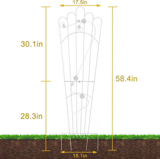 Metal Detachable Trapezoidal Garden Trellis for Climbing Plants, 60 Inches Sturdy Patio Plant Support for Indoor Plants Trellis for Rose, Vegetable Flower, Backyard Pack of 2 - White
