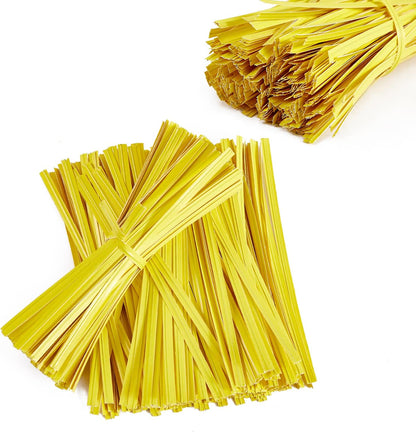 500 Pcs 5" Yellow Paper Twist Ties, for Party Cello Candy Bread Coffee Bags Cake Pops