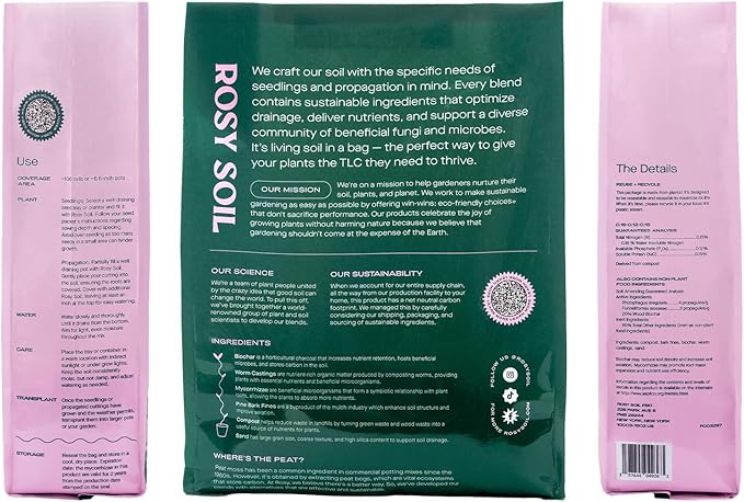 Seedling Seed Starter Soil Mix - Peat-Free Organic Potting Mix for Seeds, Cuttings, Microgreens- Enriched w/Worm Castings, Root-Boosting Biochar, Less Prone to Gnats for Germination & Propagation- 4qt