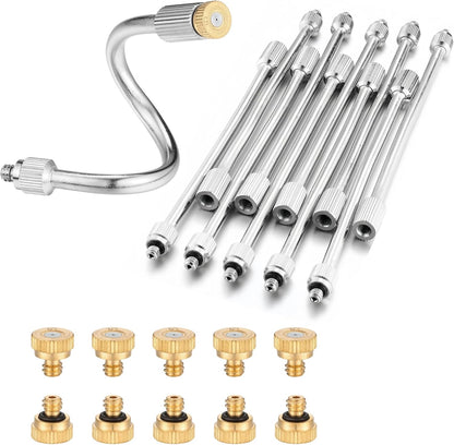 10X Flexible Mister Extensions with Nozzle Kits 5.9 Inch Brass Mist Rod for Mister Nozzles Bendable Copper Extended Pole 10/24 UNC Thread Outdoor Cool Misting System (10, Extensions with Nozzle)