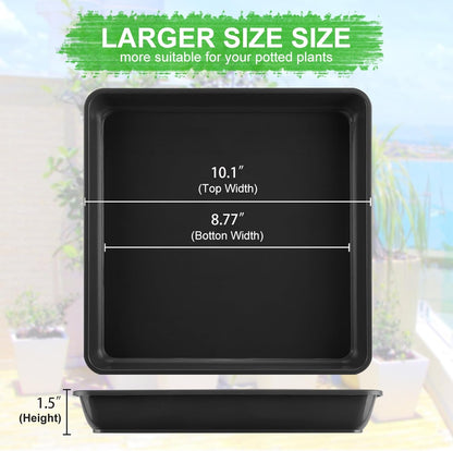 WAYNHUI Squared Plant Saucer 6/8/10/12/14/16/18/20inches Square Plastic Basin Tray Large/Small Water Receiving Tray (Black 10inch 5pack)
