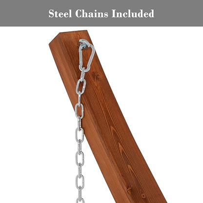 SUNCREAT Hammocks Double Hammock with 13.5 ft Wooden Stand Included, Outdoor Hammocks for Outside, 475 lbs Capacity, Blue