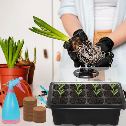 Halatool Seed Starter Kit, 3 Pack 36 Cells Black Seedling Starter Tray with 40 PCS Coco Coir Pellets for Seedlings, Organic Seed Starting Soil Pods for Planting Vegetables Flowers Herbs