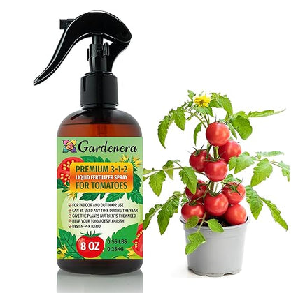 Gardenera Proffesional Tomato Spray Fertilizer Mist for Home Gardening | 3-1-2 Gentle Blend Mist for Healthy Leaves & Growth | Essential Nutrients for Tomatoes - 8oz