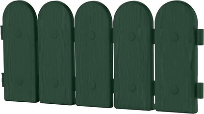 Evelyne Garden Border Edging: Wooden Fence Design - 16pcs Green Yard Landscaping Fence Liner Lawn Edge Barrier - 20ft Kit of Decorative Lawn Landscape Panels Elements -Landscaping Edging-GMT-10374-B16