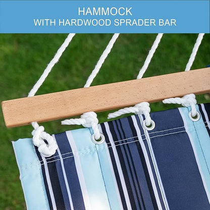 Lazy Daze Hammocks 12 FT Quilted Fabric Double Hammock with Spreader Bars and Detachable Pillow, 450lbs Weight Capacity