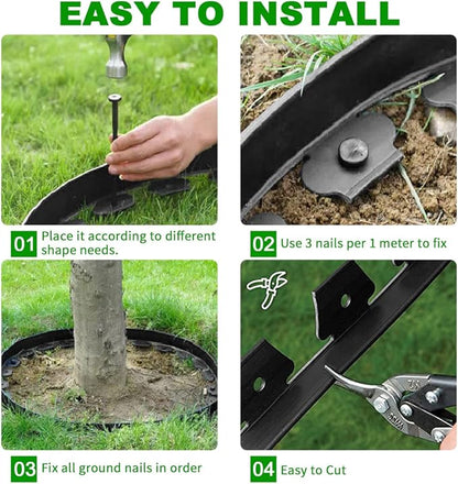 Landscape Edging 33FT,Garden Edging Borders [Extra Tall 4IN High] Flexible Lawn Edging Kit with 30pcs Stakes,Mini Plastic Fence for Landscaping Yard Flowerbeds,Grass-Black