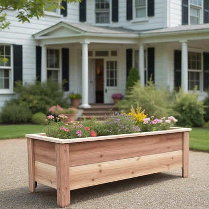 Handmade Custom Heavy Duty Rectangular Raised Cedar Wood Garden Planter Box – 46", 36", 24" – Indoor/Outdoor Farmhouse Style for Flowers & Vegetables – Made in USA (46" L x 15.5" W x 16.5" H)