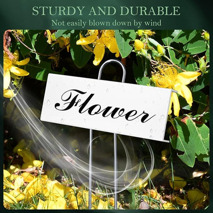 50 Pack Metal Plant Labels for Outdoor Garden Waterproof Plant Markers, Labels Garden Markers for Seedlings Herbs Vegetable Greenhouse Gifts with Pen - White